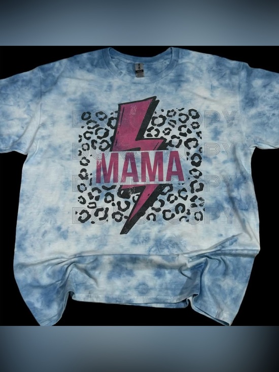 Gildan Tops - Hand dyed Blue ‘MAMA' Shirt